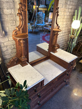 Load image into Gallery viewer, Antique Walnut and Burl Marble-Top Dresser