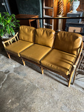Load image into Gallery viewer, Rattan and Vinyl Couch w/ Side Table