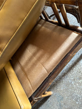 Load image into Gallery viewer, Rattan and Vinyl Couch w/ Side Table