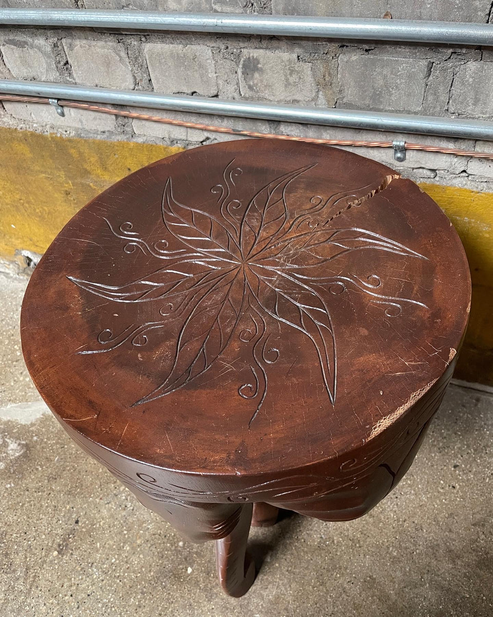 Carved Wood Elephant Table Dandy