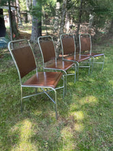 Load image into Gallery viewer, Antique Wood and Chrome Dining Chair Set (4)
