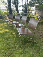 Load image into Gallery viewer, Antique Wood and Chrome Dining Chair Set (4)
