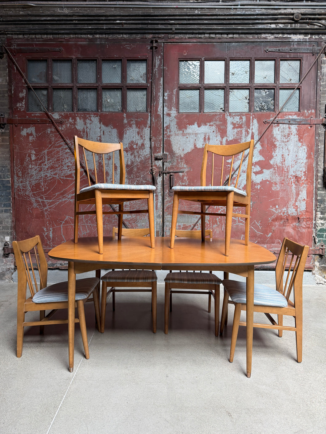 Mid-Century Dining Set w/ Chairs + Leaves