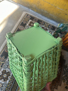 Green Wicker Waste Basket