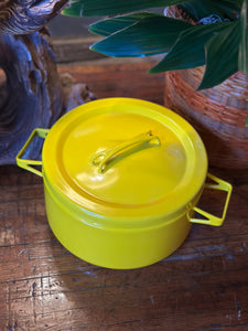 Mid-Century Yellow Enamel Pot