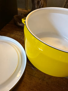 Mid-Century Yellow Enamel Pot