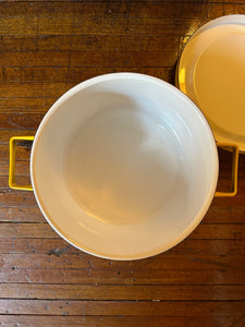 Mid-Century Yellow Enamel Pot