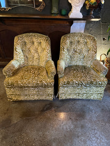 Chartreuse Floral Armchair Rocker Set (2)