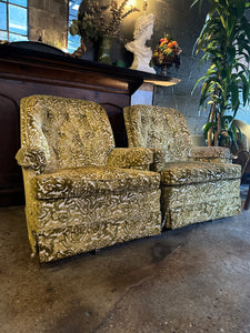 Chartreuse Floral Armchair Rocker Set (2)