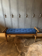 Load image into Gallery viewer, Blue Tufted Bench
