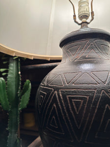Bucchero Style Ceramic Lamp