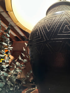 Bucchero Style Ceramic Lamp