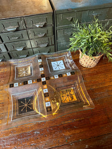 Mid-Century Four-Square Glass Tray