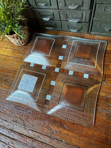 Mid-Century Four-Square Glass Tray