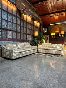 Cane-Patterned Couch + Loveseat Set