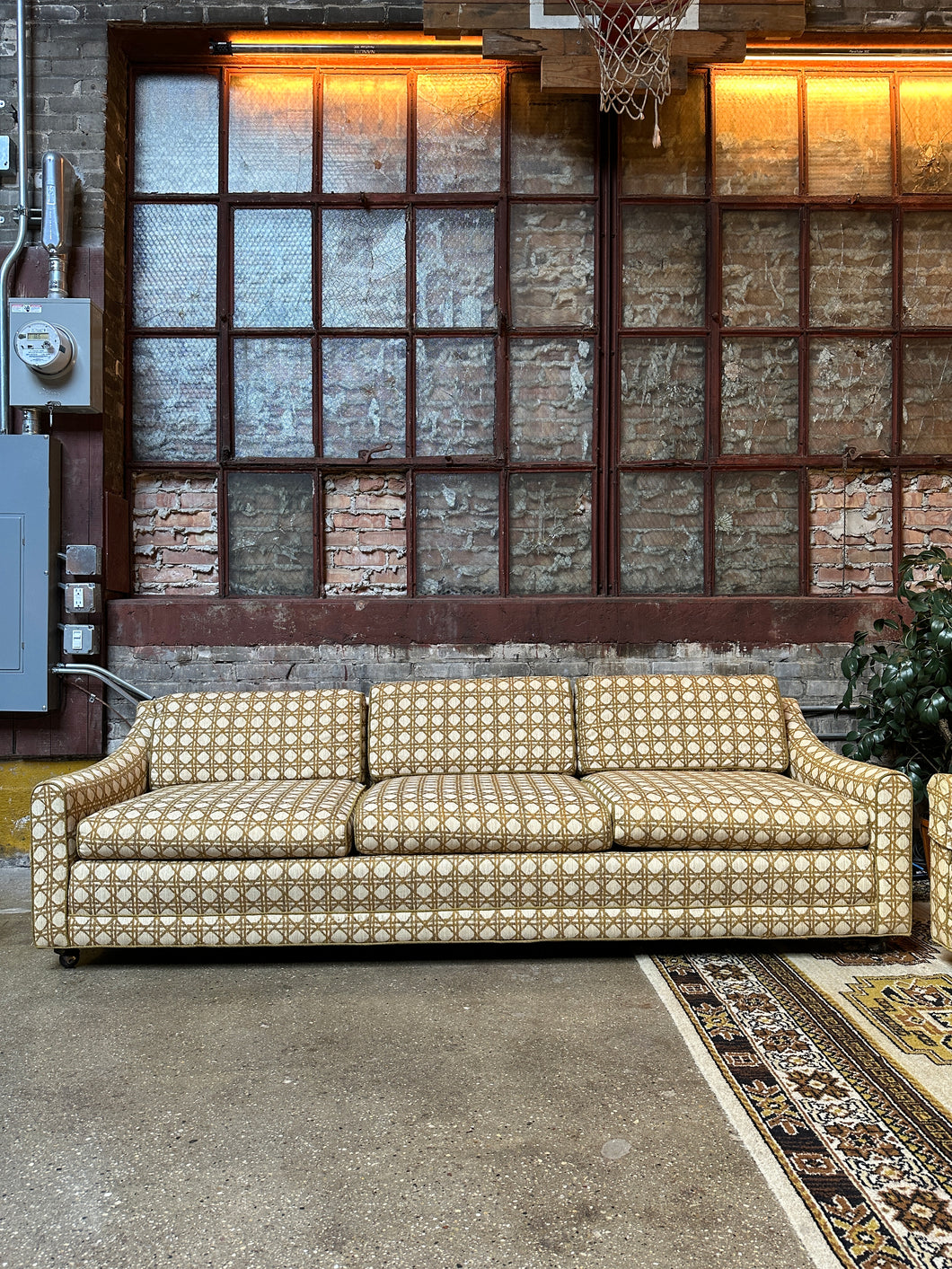 Cane-Patterned Couch