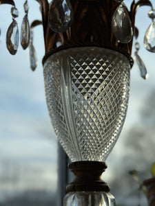 Gold Leaf Chandelier Lamp Set (2)