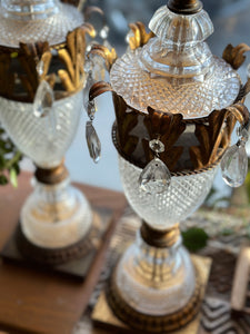 Gold Leaf Chandelier Lamp Set (2)