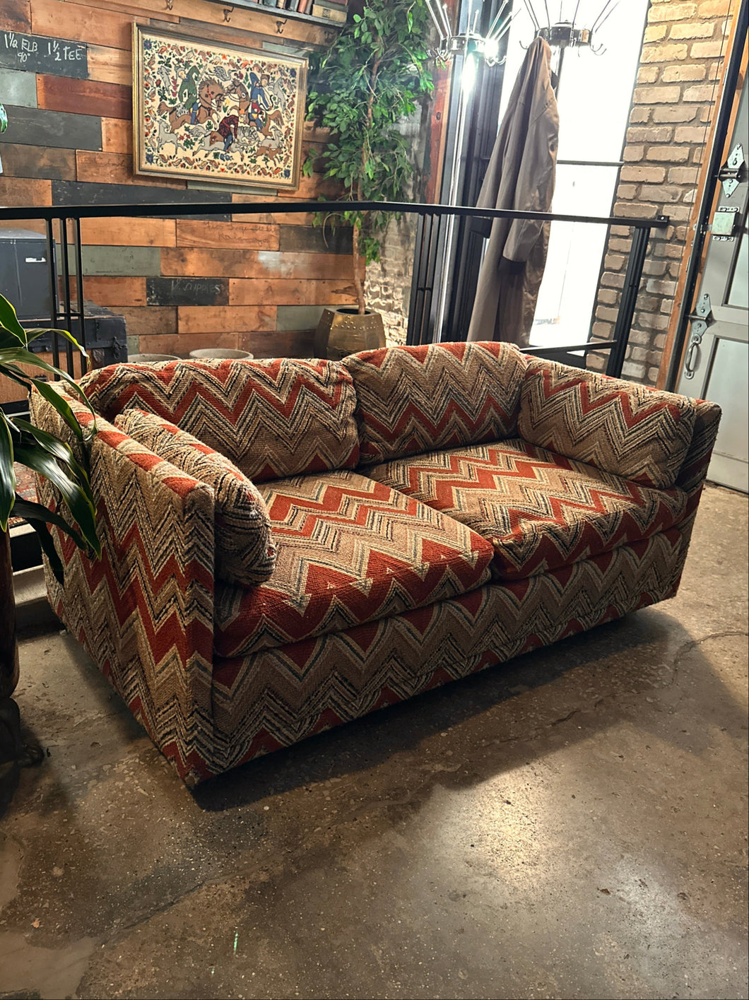 Chevron Loveseat on Casters
