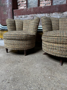 Mid-Century Tweed Mixed Chair Set (2)