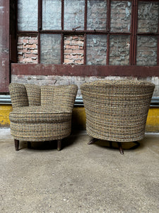 Mid-Century Tweed Mixed Chair Set (2)