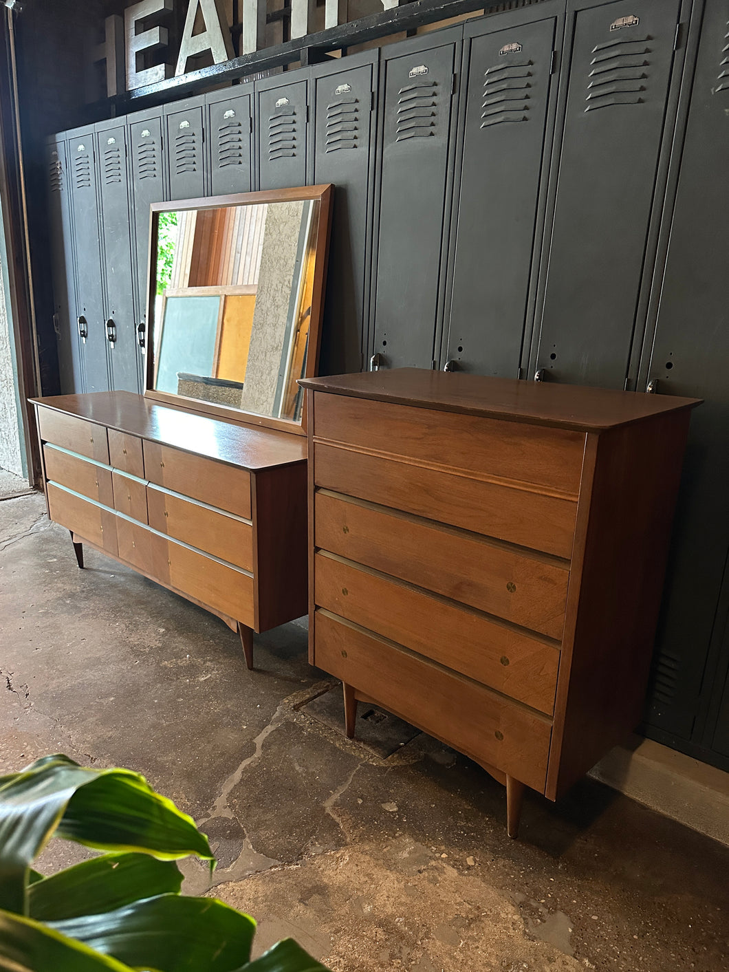 Mid-Century Lowboy Dresser Set (2)