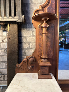 Antique Walnut and Burl Marble-Top Dresser