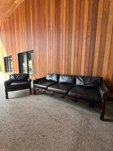 Load image into Gallery viewer, Black Vinyl Couch + Armchair Set (2)
