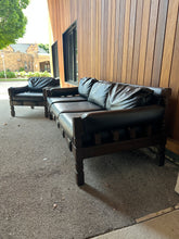 Load image into Gallery viewer, Black Vinyl Couch + Armchair Set (2)
