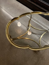 Load image into Gallery viewer, Hollywood Regency Scalloped Brass and Glass Coffee Table by LaBarge
