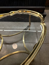 Load image into Gallery viewer, Hollywood Regency Scalloped Brass and Glass Coffee Table by LaBarge
