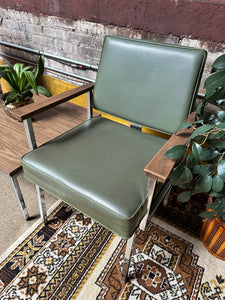 Green Vinyl and Chrome Chair Set (2)