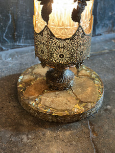 Light-Up Hollywood Regency Abalone Side Table