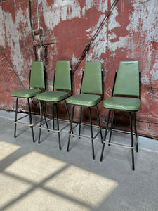 Green Vinyl Swiveling Barstool Set (4)