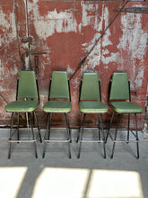 Load image into Gallery viewer, Green Vinyl Swiveling Barstool Set (4)
