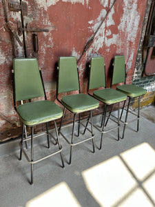 Green Vinyl Swiveling Barstool Set (4)