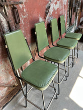 Load image into Gallery viewer, Green Vinyl Swiveling Barstool Set (4)

