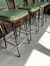 Load image into Gallery viewer, Green Vinyl Swiveling Barstool Set (4)
