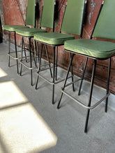 Load image into Gallery viewer, Green Vinyl Swiveling Barstool Set (4)
