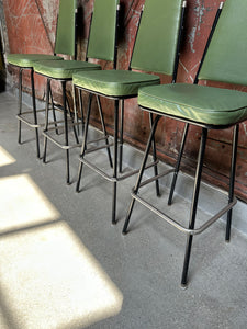 Green Vinyl Swiveling Barstool Set (4)