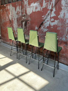 Green Vinyl Swiveling Barstool Set (4)