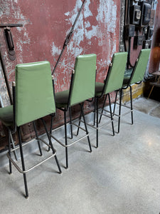 Green Vinyl Swiveling Barstool Set (4)