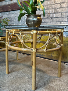 Glass on Rattan Side Table