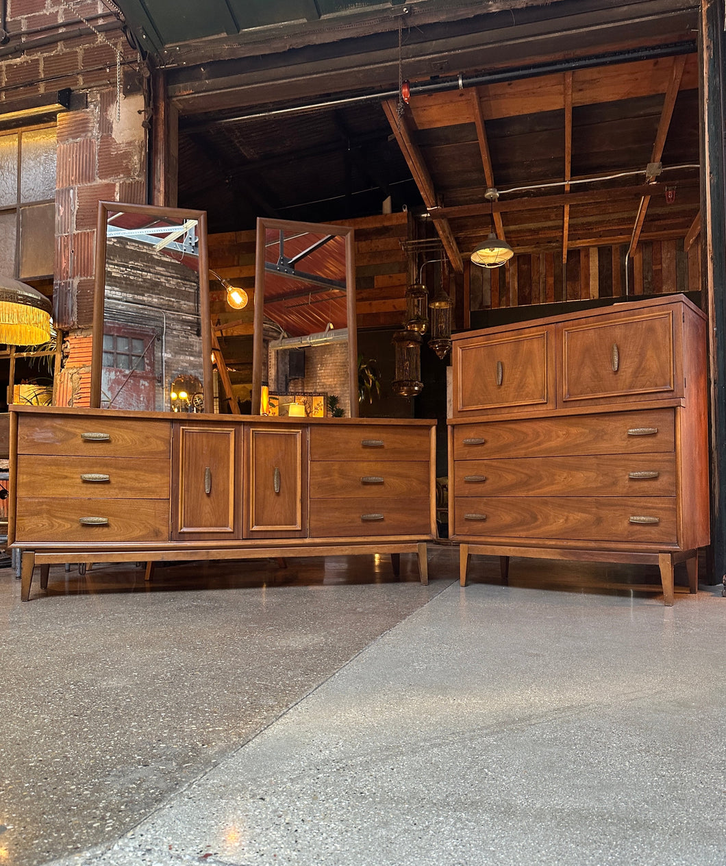 Mid-Century High/Lowboy Dresser Set (2)