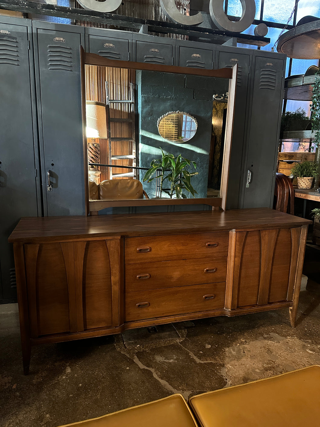 Mid-Century Lowboy Dresser w/ Mirror