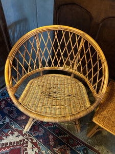 Boho Rattan Accent Seating Set w/ Coffee Table