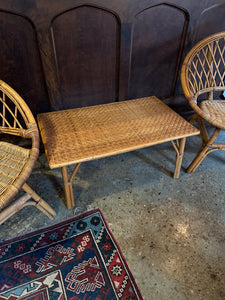 Boho Rattan Accent Seating Set w/ Coffee Table