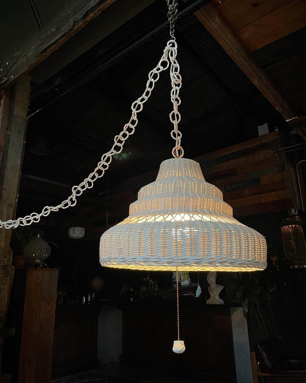 Hanging Wicker Swag Lamp