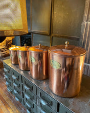 Load image into Gallery viewer, Flour / Sugar / Coffee / Tea Copper Finish Canister Set (4)

