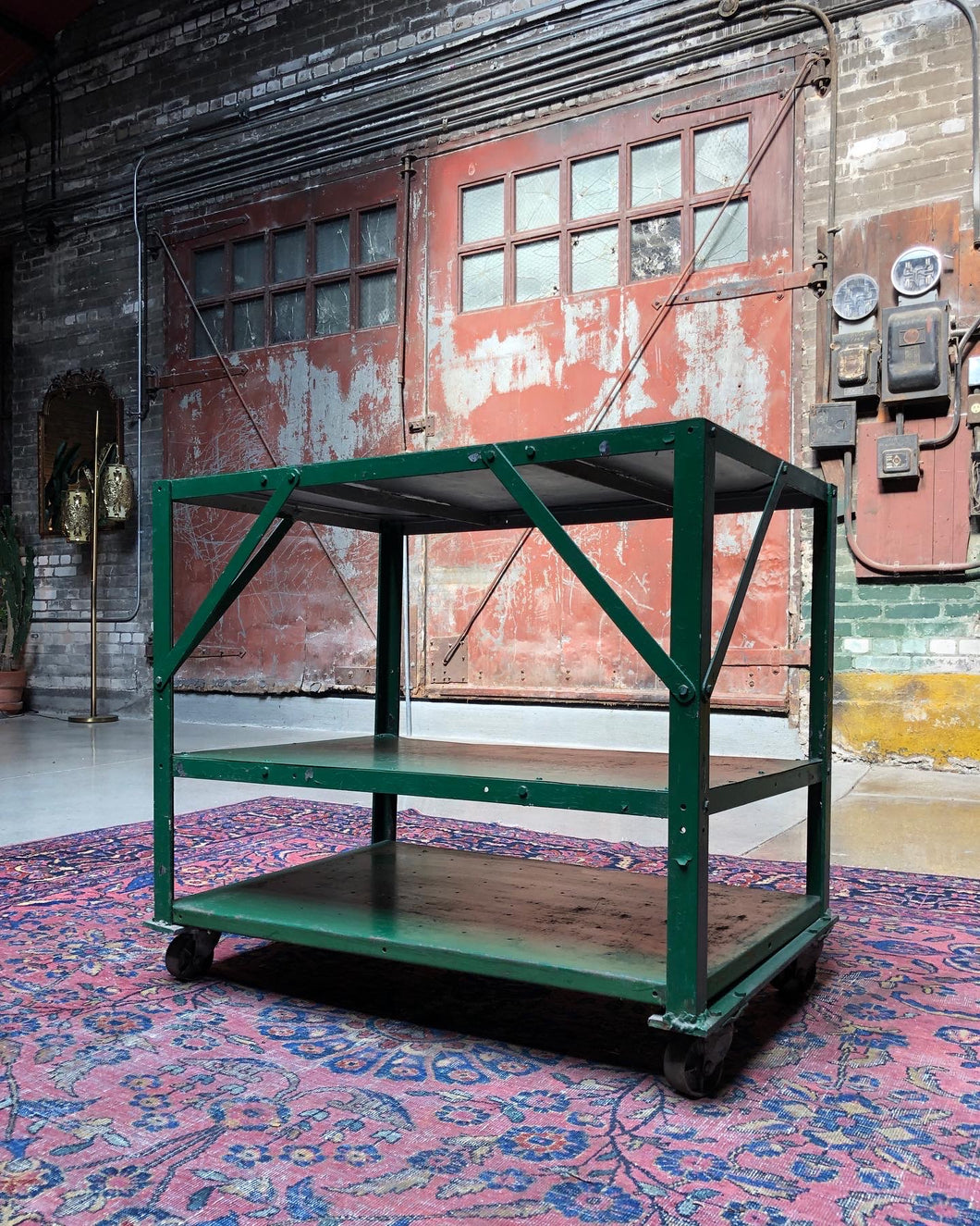 Green Industrial Cart on Casters